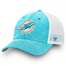 Men's Miami Dolphins NFL Pro Line by Fanatics Branded Aqua/White Timeless Fundamental Adjustable Trucker Hat 2855157
